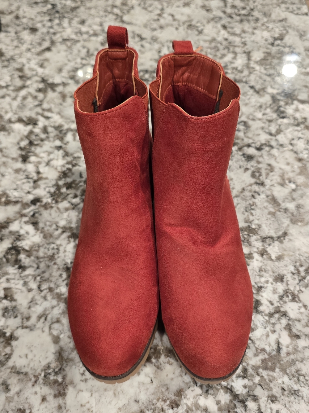 Women's Orange Suede Ankle Boots